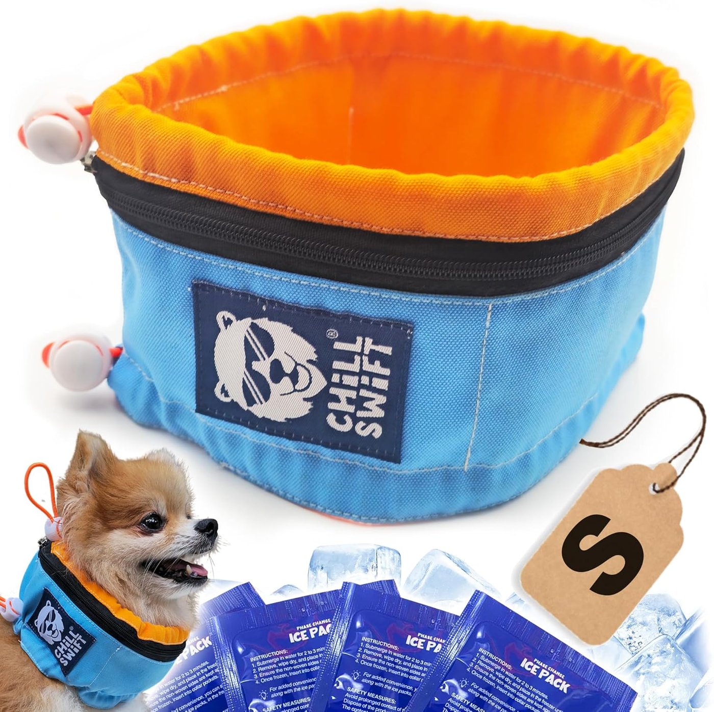 Medium dog on a trail wearing a ChillSwift cooling collar