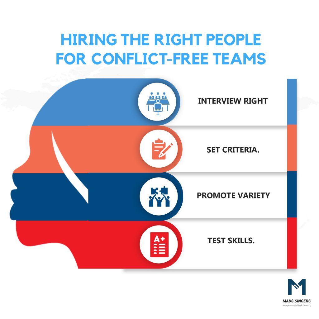 hire the right people to avoid conflict