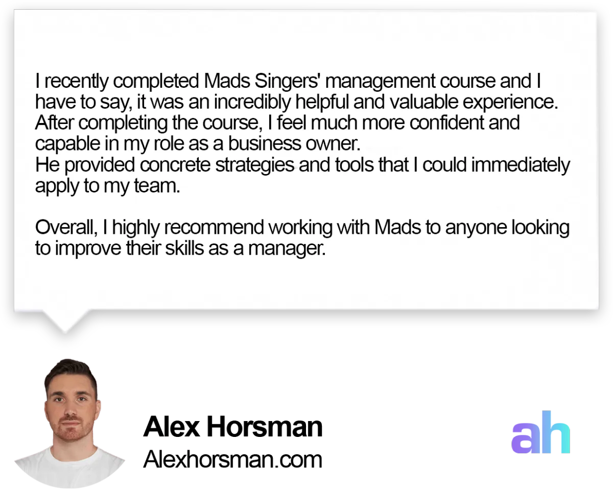 Client testimonial for Mads Singers